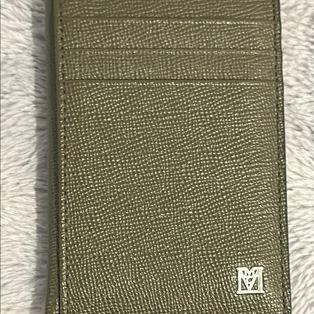 MCM Unisex Green Leather Wallet Compact Design